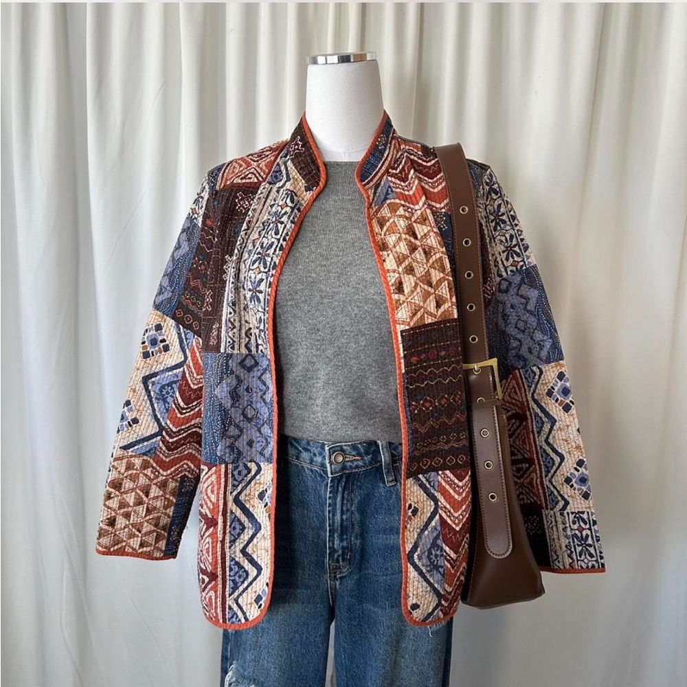 Alfred Dunner Quilted Patchwork Open Front Jacket… - image 6